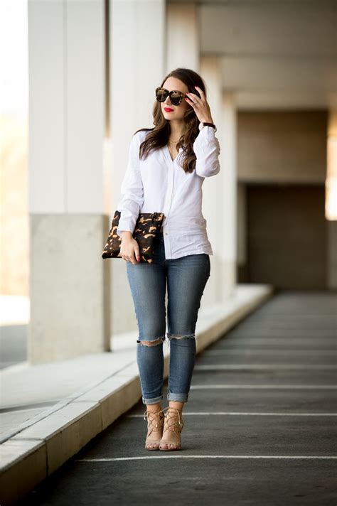 blue jeans and white shirt outfit|More.